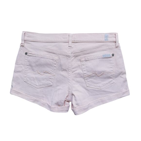 7 For All Mankind Cuffed Jean Shorts 29 Pastel Pink Cute Soft Girl Coquette Fall - Picture 4 of 6